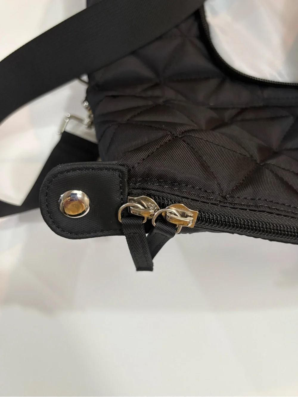 Quilted Black Laptop Carry Bag with Shoulder Strap